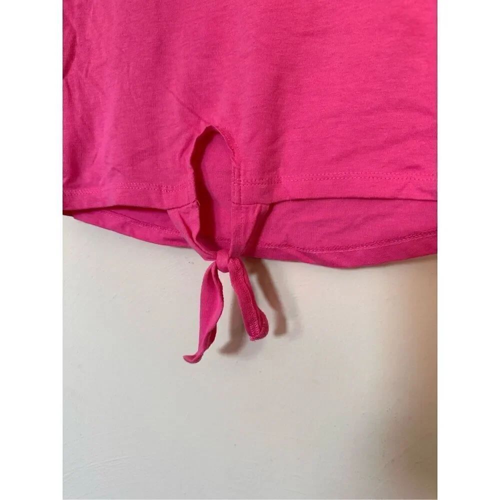 Children’s Place 2pc Outfit Girls Pink Tie Front Top with Floral Striped Shorts - Picture 6 of 8